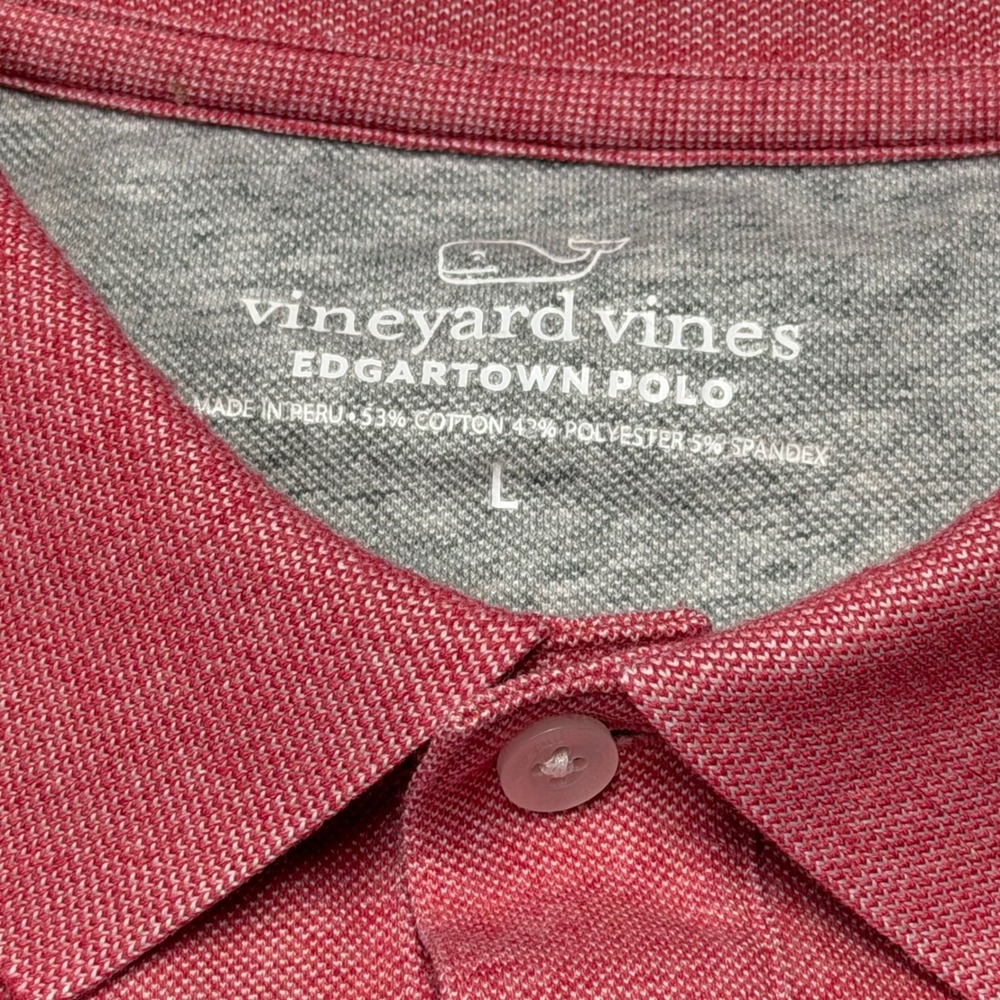 Vineyard Vines Edgartown Polo Shirt Red Heather Short Sleeve Stretch Mens L - Picture 5 of 9